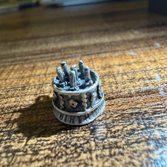 Vintage Sterling Silver Birthday Cake Charm - Picture 2 of 6